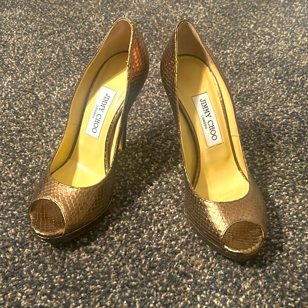 Jimmy Choo 37.5 Peep Toe pumps, Bronze